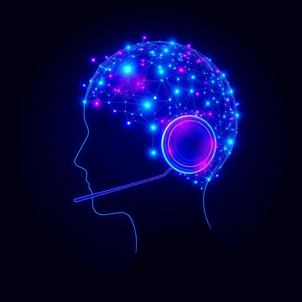 Neural network silhouette of a customer support AI agent