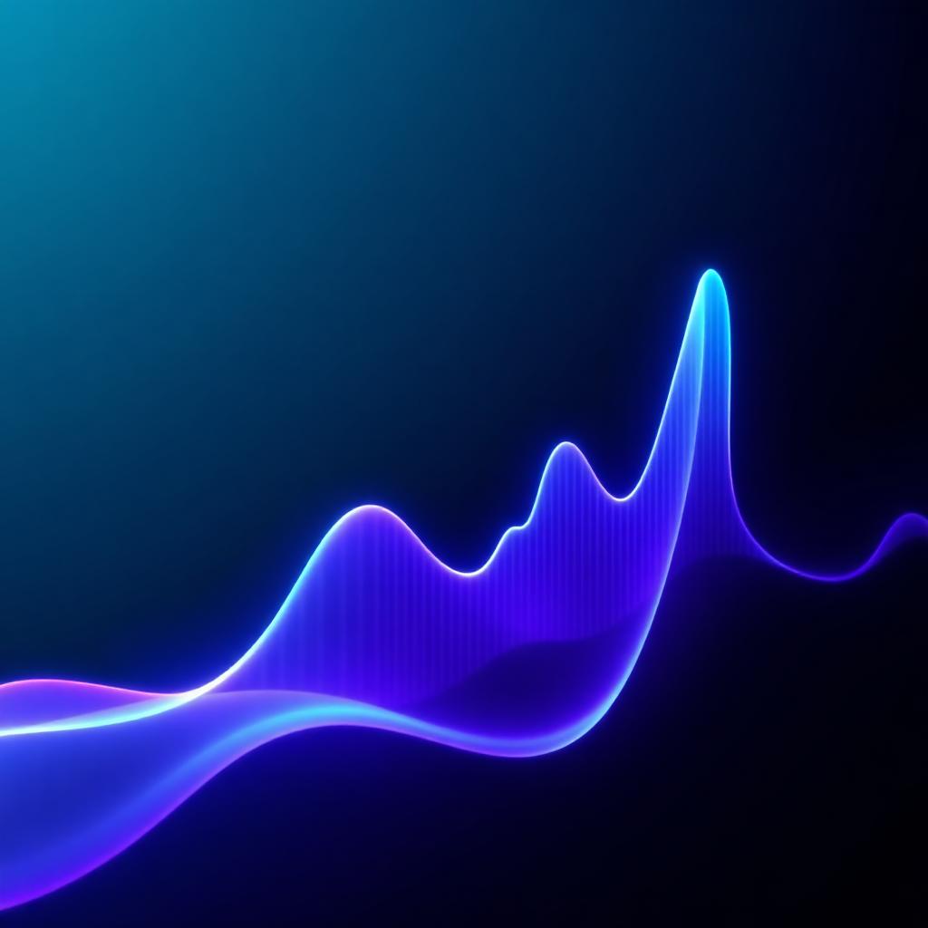 Abstract voice waveform rising into a sales growth curve