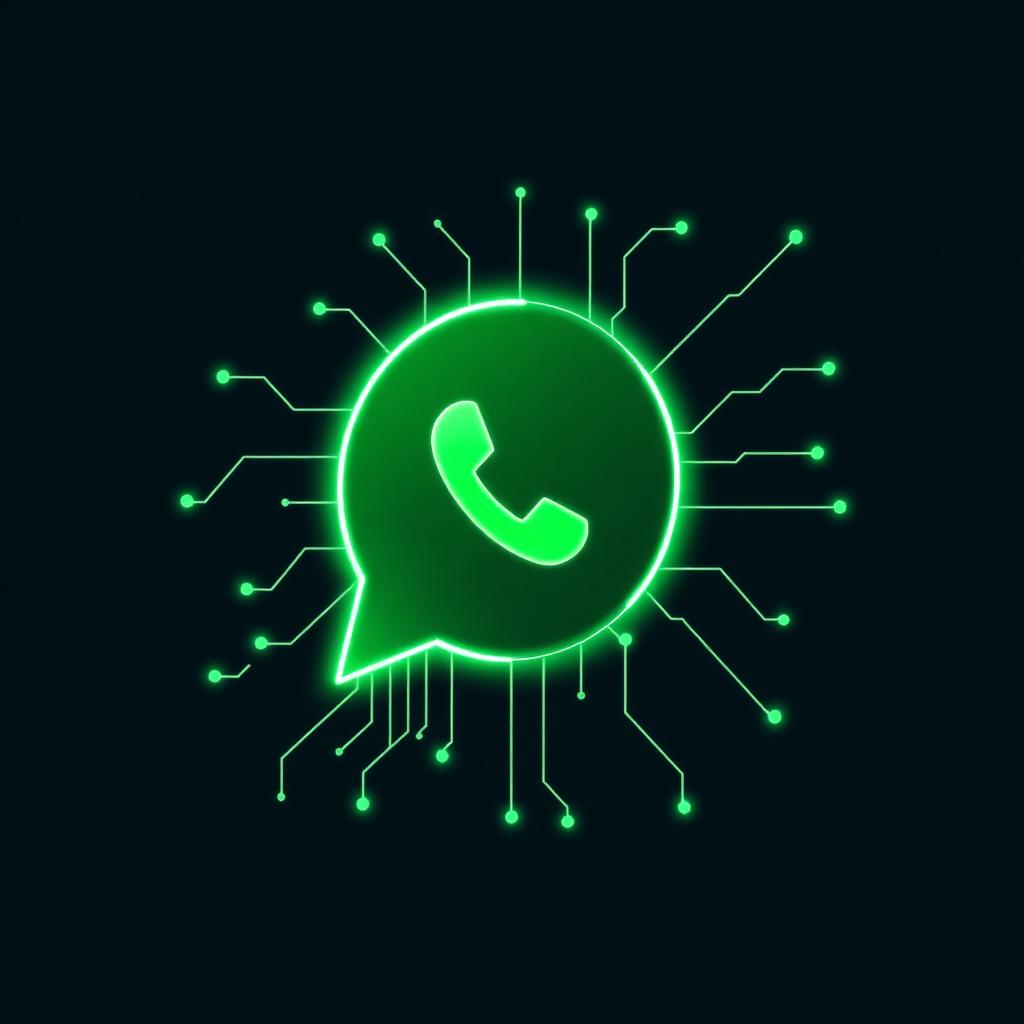 WhatsApp chat bubble made of glowing circuit lines